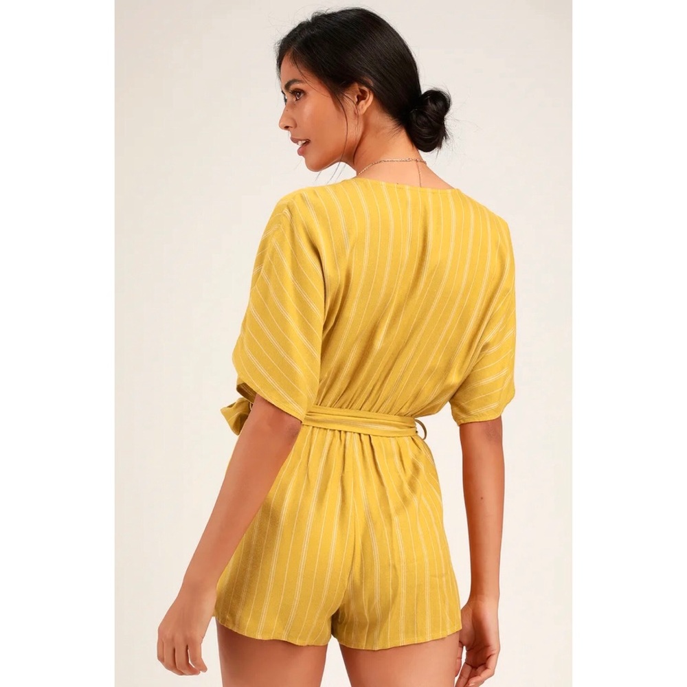 Lulus “Sunshine State” Vneck Striped Tied Romper - Picture 3 of 16